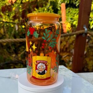 Abuelita hot chocolate concha tamales holiday Libbey can glass tumbler 16oz
